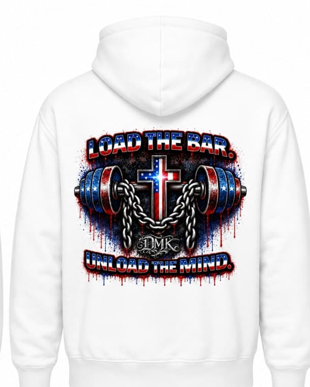 Load The Bar USA Hoodie — Load The Bar — Unload The Mind (USA) — White